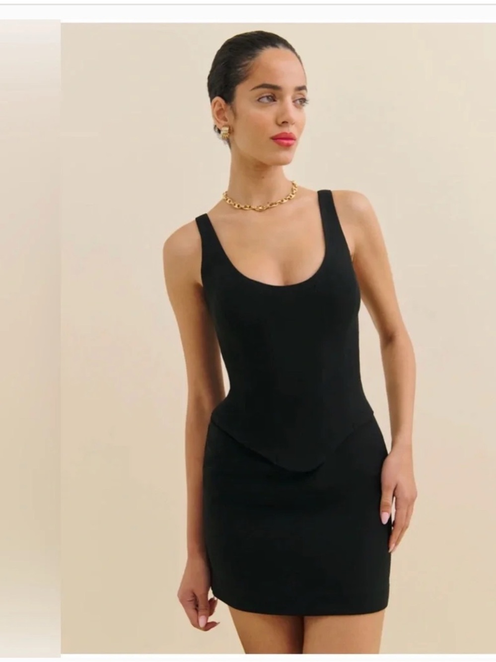 Reformation Black Scoop-Neck Mini Dress